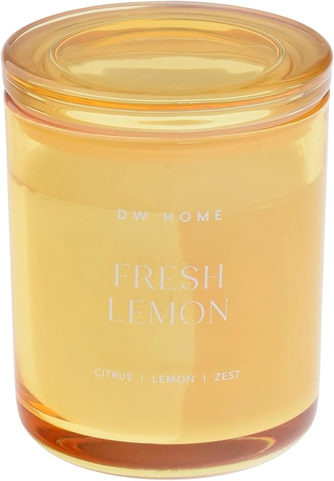 DW Home Fresh Lemon Scented Candles, 9 oz Single Wick Medium Jar, Up to 33 Hour Burn Time, Strong Long Lasting Bright Citrus Fragrance, Perfect for Home & Housewarming Gifts