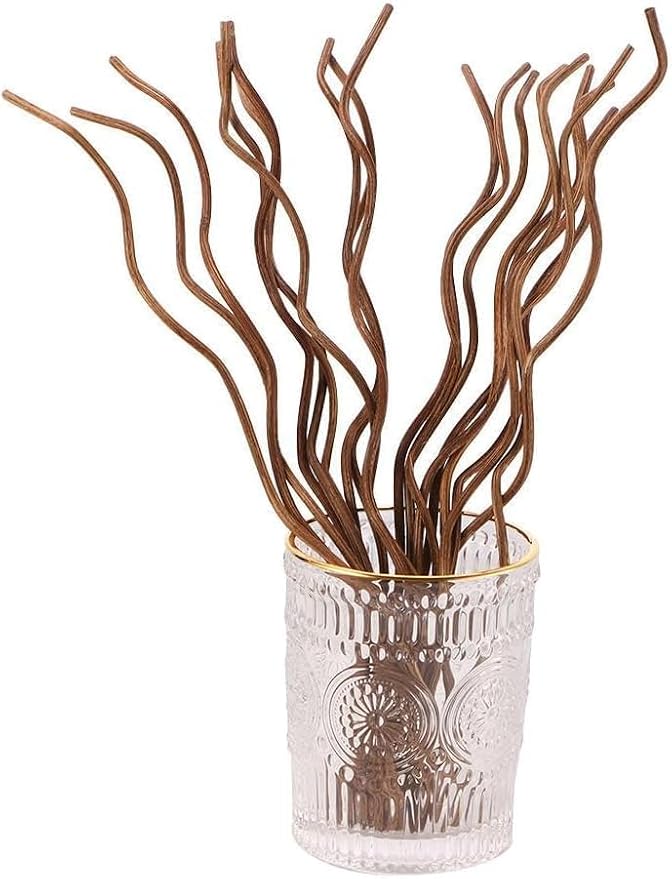 10Pcs Wavy Rattan Reed Diffuser Sticks, Natural Rattan Fragrance Aromatherapy Volatile Replacement Refill Essential Sticks (Brown)
