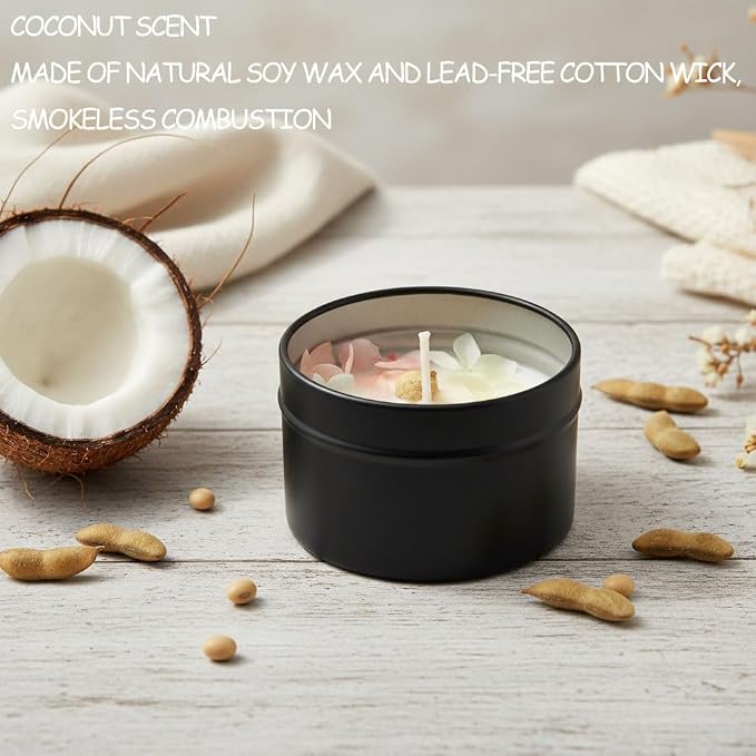 Coconut Scented Soy Candle, Aromatherapy Candle for Home | with 5% Essential Oils in a for bedroom, bathroom, yoga, travel, home decor and thoughtful gifting.
