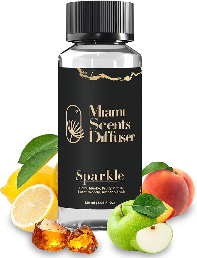 Sparkle Luxe Essential Oil Refill Luxury Hotel Inspired, Long Lasting Aroma for Home & Office Diffuser, 120 ml Fresh Blend of Floral, Citrus, Woody and Amber - Scent for Spa Wellness Aromatherapy.