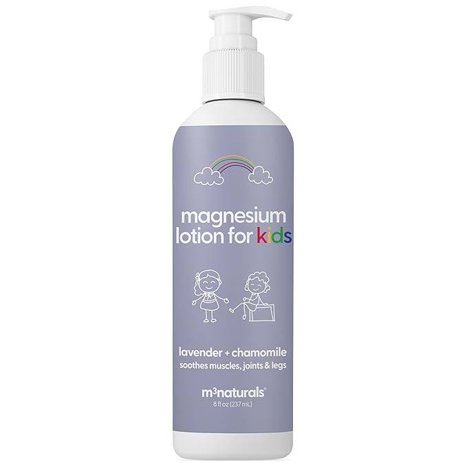Lavender Magnesium Lotion for Kids & Magnesium Lotion for Babies with Chamomile | Soothes Tired Legs, Supports Restful Sleep, Moisturizes Sensitive Skin, 8 fl oz (237 mL) by M3