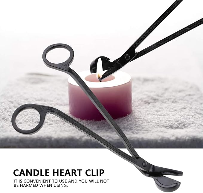 Changor Stainless Steel Candle Heart Clamp/Holder Wick Trimmer Scissors Tool for Home Use, Durable and RustResistant Candle Wick Scissors for Daily Life, 1 Piece, 6.9 * 2.3in, Black (Black)
