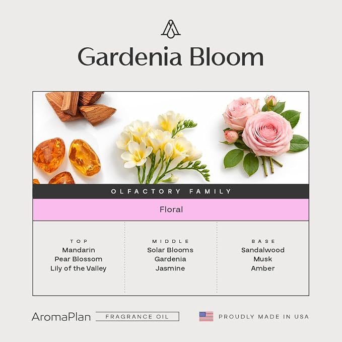Aromaplan Hotel Scent Diffuser Oil Gardenia Bloom 5 Fl Oz (148ml) –Luxury Hotel & Home Fragrance Oil - Non Toxic Diffuser Oil - Made in USA - Bigger Bottle, Bolder Aroma & Longer Lasting