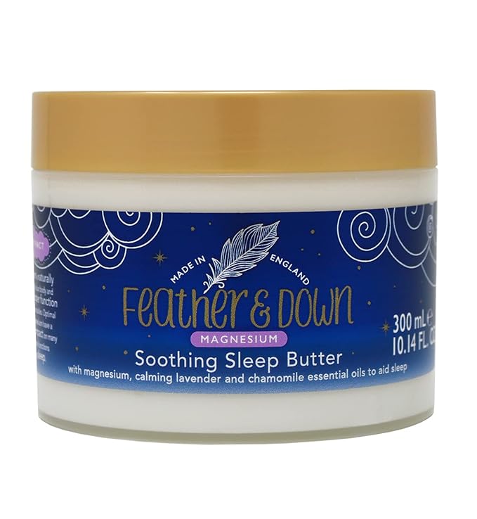 Feather & Down 300ml Magnesium Soothing Sleep Butter, Enriched with Magnesium, Calming Lavender & Chamomile Essential Oils to aid Sleep, Vegan & Cruelty Free