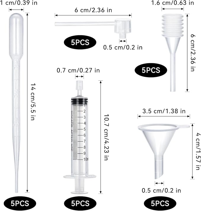 25pcs Perfume Refill Tool Kit,Plastic Perfume Dispenser Transfer Tools,Travel Refill Tool Set for Liquid Cologne Fragrance Sample Essential Oils (Clear, 10ml/25pcs)