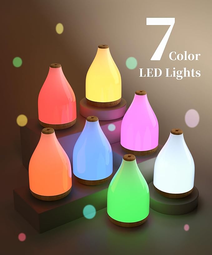 Large Essential Oil Diffuser for Home, Drop-Shape Aroma Diffusers 300ML for Aromatherapy, Air Scent Fresh, Ultrasonic Cool Mist Humidifier & LED Light, 1-3-6H Timer Auto Shut-Off, Brown