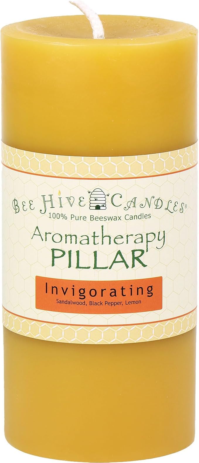 Bee Hive Candles 100% Pure Beeswax Aromatherapy Pillar Candle (3" x 6", Invigorating)