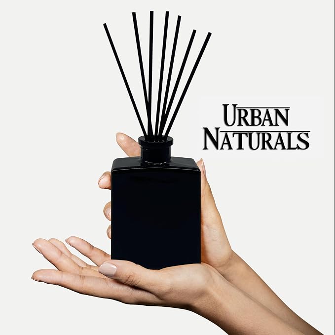 Urban Naturals BlackBerry Vanilla Reed Diffuser Set – Ripe Blackberries, Warm Vanilla & Patchouli – 5 Ounce Sleek Black Rectangular Refillable Glass Bottle – Made in the USA