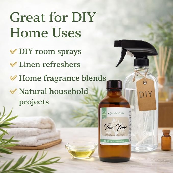 Tea Tree Essential Oil – 4 fl oz – 100% Pure & Undiluted – Natural Aromatherapy & DIY Use – GreenHealth