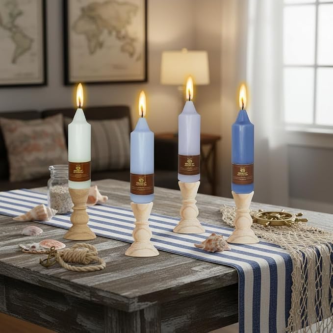 5 Inch Short Taper Candles Gradient Blue 4 PCS Handmade Candle for Dinner Household Wedding Party Home Décor Candlesticks