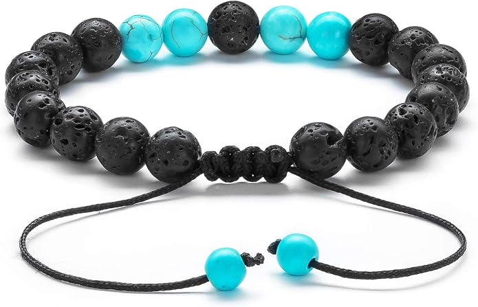 Men Women 8mm Lava Rock Aromatherapy Anxiety Essential Oil Diffuser Bracelet Braided Rope Natural Stone Yoga Gifts Beads Bracelet Bangle-21017