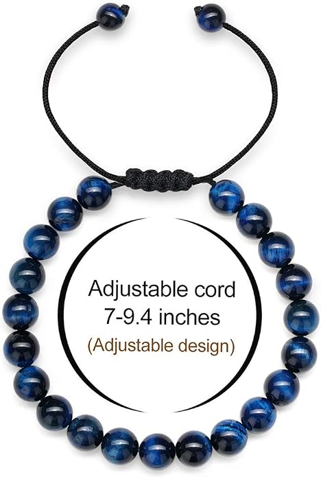 M MOOHAM Mens Bracelet - Beaded Natural Stone 8mm Tiger Eye Matte Agate Lava Rock Bracelets for Men Teen Boys Grandpa Dad Birthday Gifts Jewelry