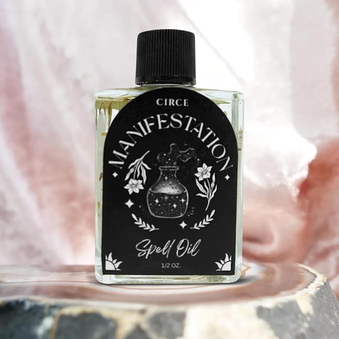 CIRCE Manifestation Spell Oil - Focus Intentions & Support Goals w/Clarity & Purpose - Add to Bath, Use in Rituals, Wear as Fragrance to Align w/Desires - Coconut Oil & Rosemary Herb - 1/2oz