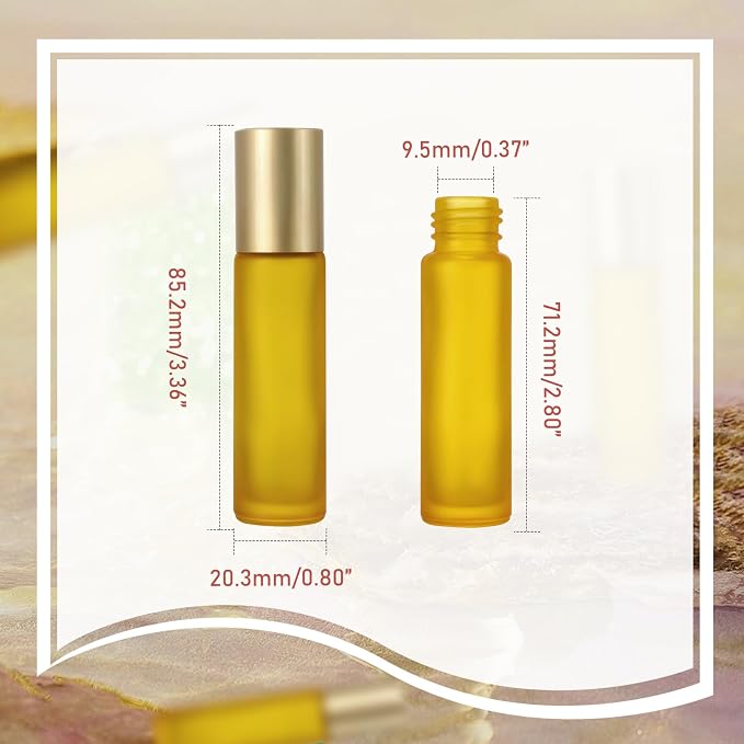 Kesell 10ml Essential Oil Roller Bottles, Sample Vial Bottle for Aromatherapy, Essential Oils, Perfumes and Lip Balms, Pack of 10