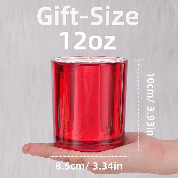 Viyffo 12oz Heat-Activated LED Light Up Scented Candle - Mulled Wine, Non Toxic Soy Candle in Decorative Red Glass Jar, Night Light Candle for Bedroom, Bathroom & Living Room, Novelty Gift for Women