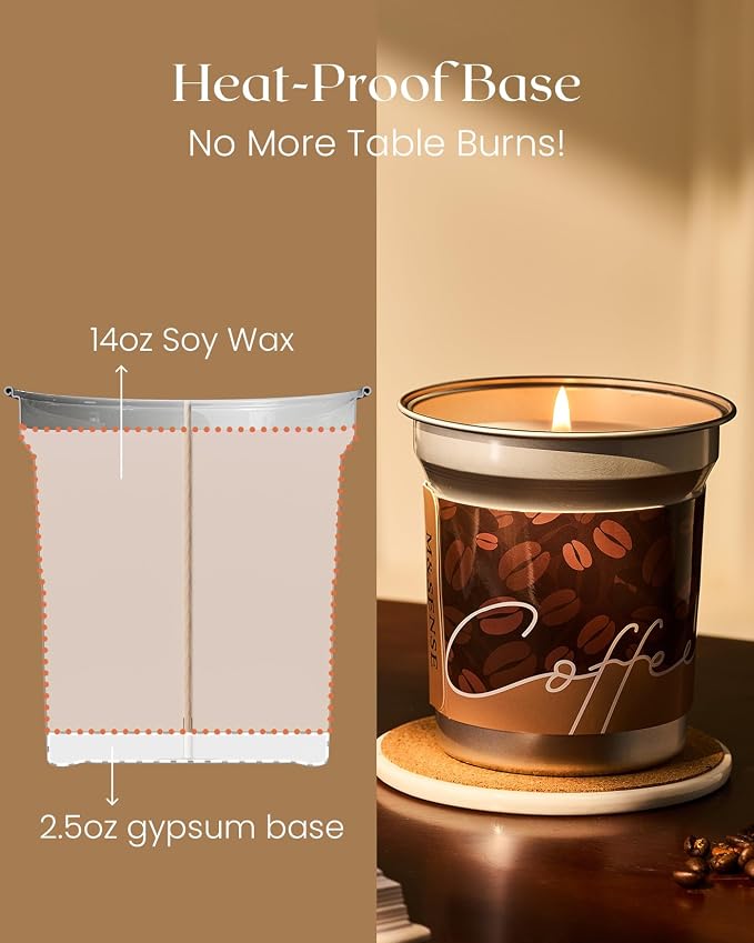 M&SENSE Coffee Candles Latte Scented, Soy Wax 12.3oz | 75 Hours Long Lasting, Clean Burn, Stress Relief Aromatherapy, Gifts for Coffee Lovers, Cozy Winter Holiday Home Decor