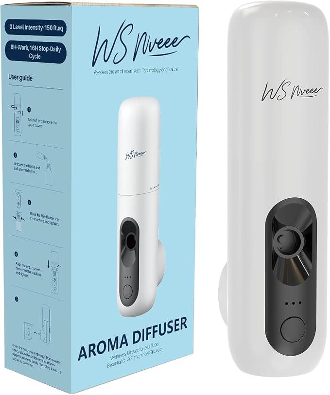 Waterless Essential Oil Diffuser Plug in wall, Automatic Home Frangrance Diffuser for Bedroom Bathroom Kitchen, 25dB Ultra-Quiet Aroma Diffuser, Works with Most Essential Oils and Pure Aroma Oil
