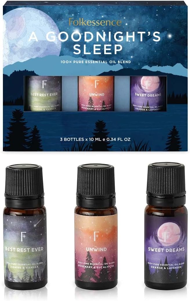 Folkulture Sleep Essential Oils Set for Diffuser | Set of 3 Aromatherapy Oils for Relaxation & Bedtime | Lavender, Eucalyptus & Rosemary | Calm Home Fragrance & Self-Care Gift