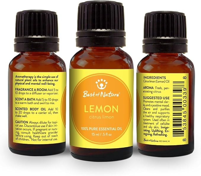 Lemon Essential Oil for Diffuser Aromatherapy – Best of Nature 100% Pure Undiluted Oils for DIY, Home Fragrance, and Topical Use