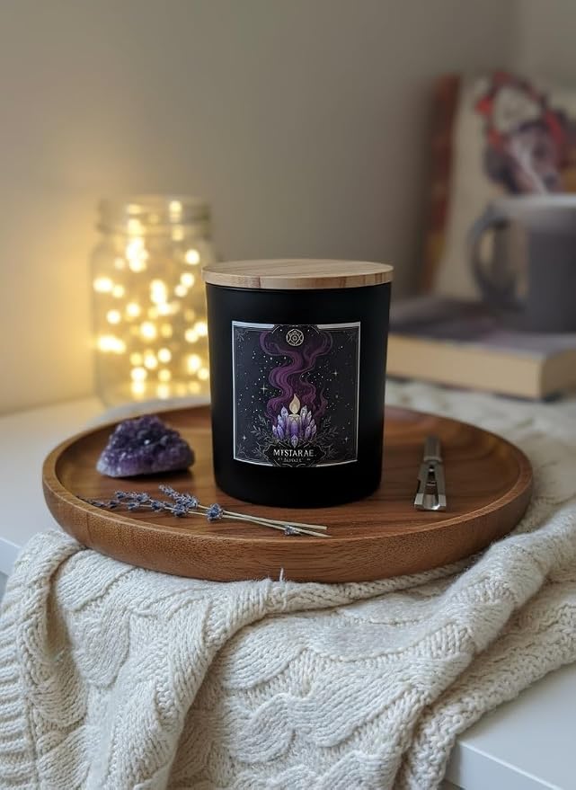 Patchouli & Bergamot Aromatherapy Soy Wax Candle for Emotional Grounding, Self‑Care Rituals, Moon Work | 10 oz Scented Candle - Mystarae Ritual Candle By Wick & Whisper