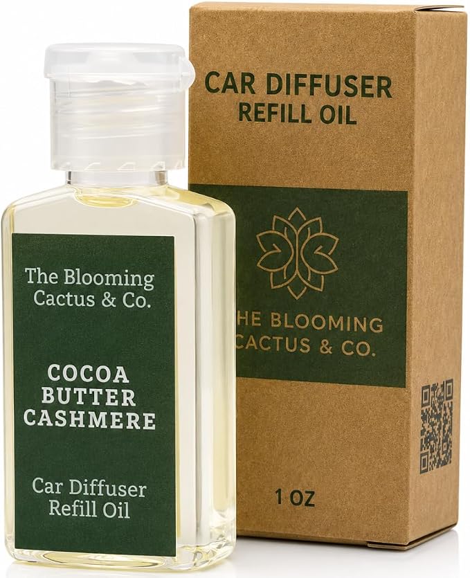 Car Diffuser Oil Refill 1 oz – Essential Oil Car Air Freshener Refill for Hanging Car Diffuser, Long Lasting Fragrance Oil, Phthalate Free, Multiple Scents. (Cocoa Butter Cashmere)