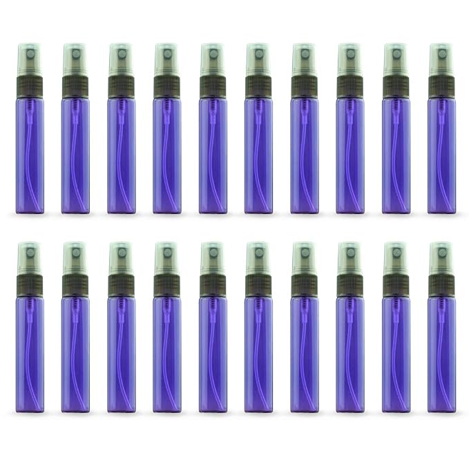 20 Pack Set 10ML Protable Refill Bulk Atomizer Spray Travel Perfume Bottle Hydrating Empty Bottle (Purple)