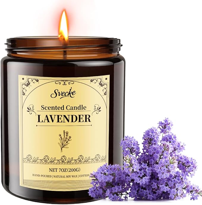 Lavender Scented Candles, 7oz Soy Wax Candle, Long Lasting Aromatherapy Jar Candle for Home, Scented Long Burning Candle Gift for Women and Men
