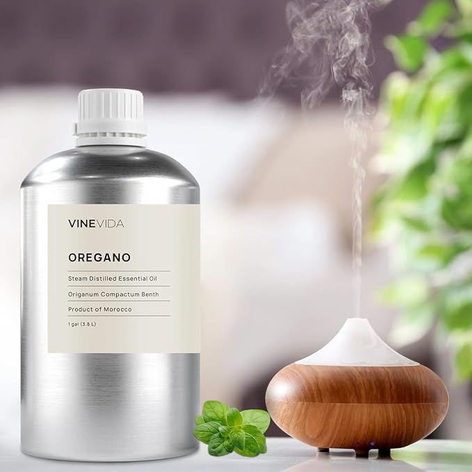 VINEVIDA Oregano Essential Oil - Gallon Oregano Oil Undiluted - Bulk Gallon Essential Oil for Soap Making Safe for Skin - DIY Candle Scents for Candlemaking Scents - 8 lbs Oregano Oil