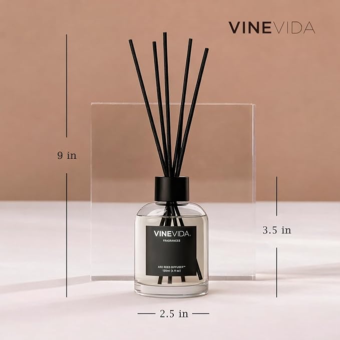 VINEVIDA Reed Diffuser Orris & Sandalwood | Diffuser Reed for Home & Bathroom | Long-Lasting Scent Sticks Set | Oil Stick Diffuser | Bathroom Scent