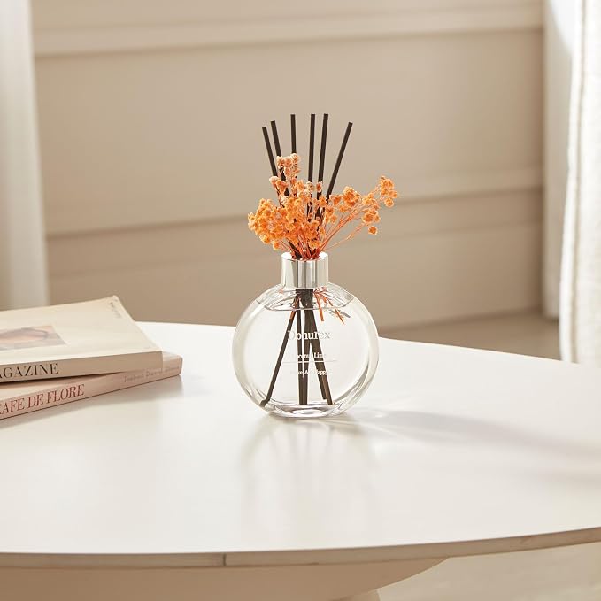Flower Reed Diffuser Set 5.07oz Coconut Lime Scent Diffuser with Sticks Home Fragrance Reed Diffuser for Bathroom Shelf Decor