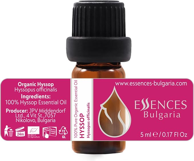 Set Breathe Freely - Organic Essential Oils - Thyme (10ml) + Mint (10ml) + Hyssop (5ml) - 100% Pure and Natural Undiluted Aromatherapy Stress Relief Fresh Herbal Sweet Aromas 3pcs