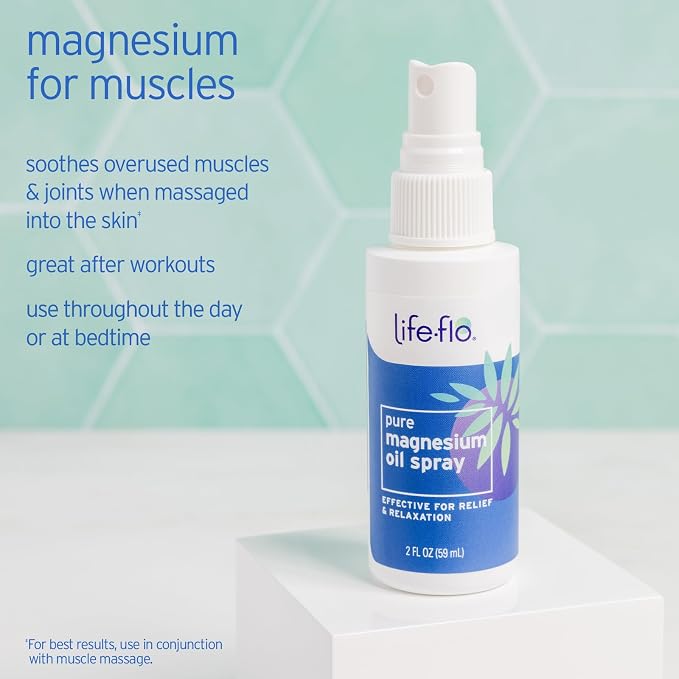 LIFE-FLO Magnesium Oil for Feet and Body - Topical Magnesium Spray Soothes Muscles, Joints When Massaged Into the Skin - Doubles as a Deodorant Spray or Bath Oil, Hypoallergenic, 60-Day Guarantee, 2oz