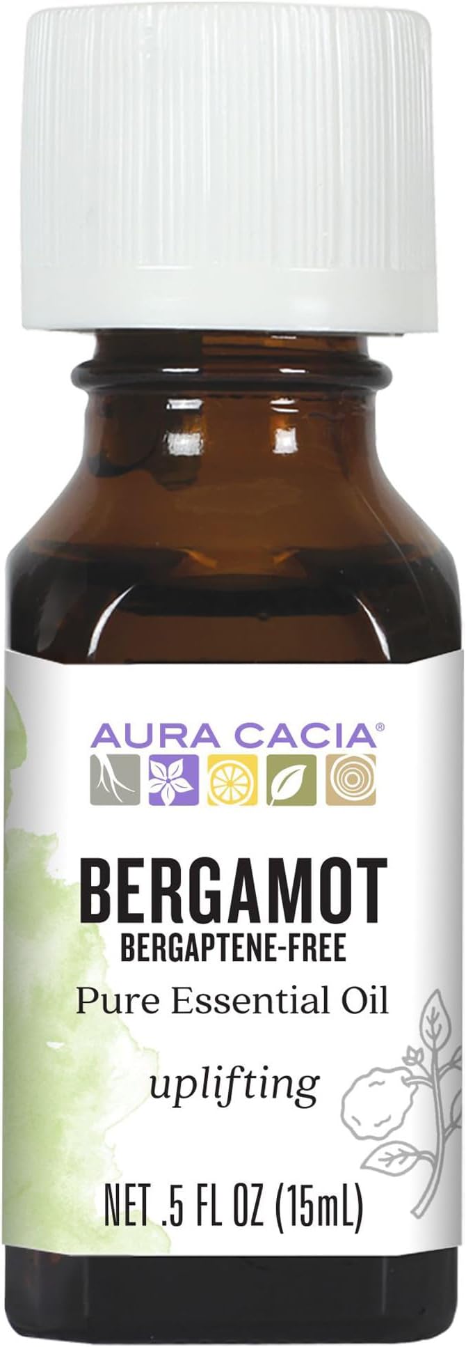Aura Cacia Bergamot Essential Oil, 100% Pure Citrus Bergamia Oil - Refreshing Aromatherapy for Diffusers, Room Sprays, Skincare, Custom Blends | 0.5 Fl Oz (Pack of 1)