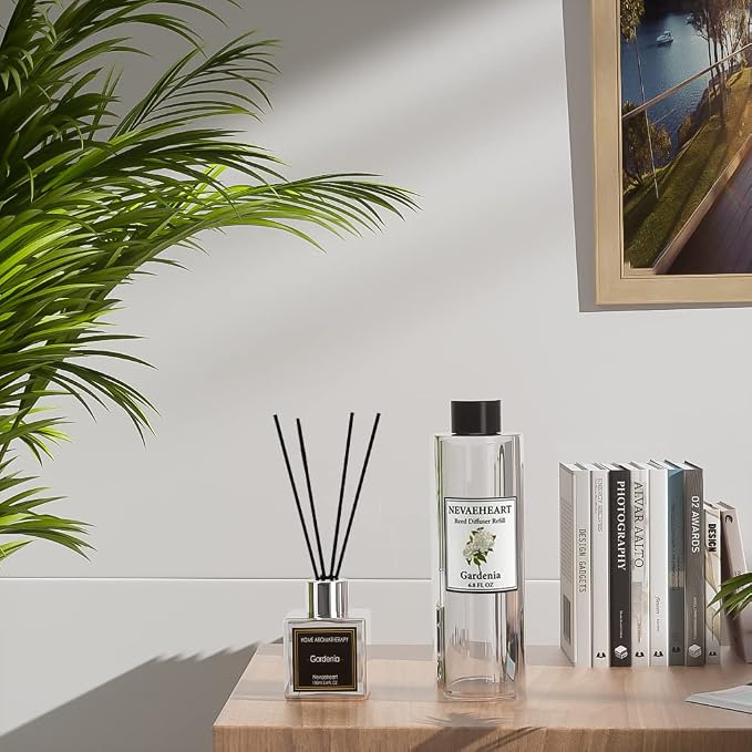 Reed Diffuser Refill, Jasmine & Mint Reed Diffuser Oil with Sticks Set, 6.8oz(200ml) Reed Diffuser Oil Refill Home Fragrance for Bedroom, Bathroom Home Decor