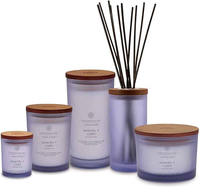 Chesapeake Bay Candle Medium Jar Scented Candle Serenity + Calm (Lavender Thyme) Home Décor Orange Gifting Idea Burn Time of 50 Hours (Pack of 4)