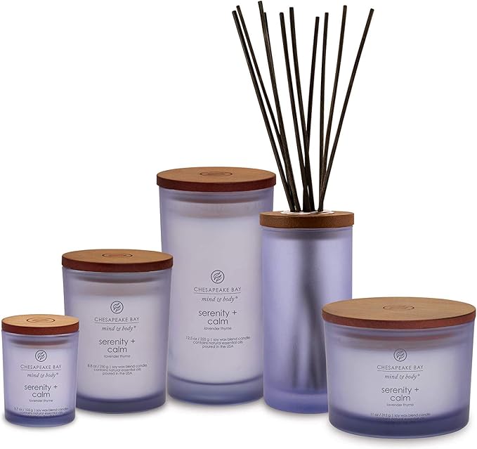 Chesapeake Bay Candle Scented Candles Serenity + Calm (Lavender Thyme) Medium Jar 2-Pack Perfect for Home Décor and Gifting