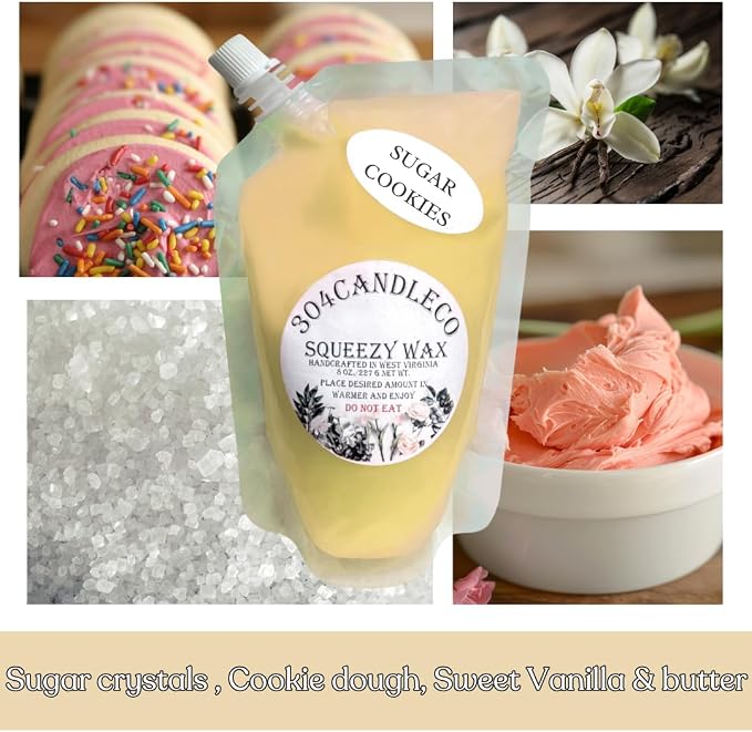304CandleCo Large Squeeze Soy Wax Melt - 50 SCENTS! - Highly Fragrant & Hand-Crafted - Easy Mix & Match - American Made - Perfect for Wax Warmers (8oz, Sugar Cookies)