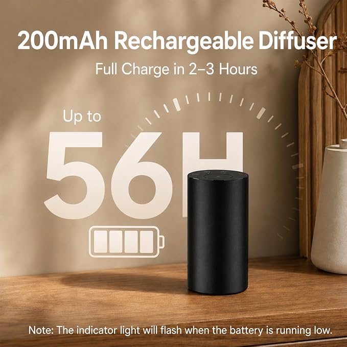 Oxdigi Waterless Essential Oil Diffuser, Portable Scent Air Machine with Timer & 3 Mist Modes for Home, Car, Office, Bedroom and Hotel, Black