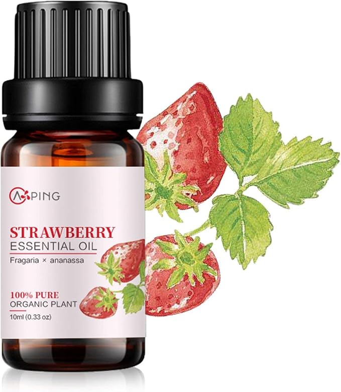 Strawberry Essential Oil - 100% Pure Organic Natural Plant (Fragaria x ananassa) Strawberry Oil for Diffuser, Aroma, Massage, Perfume, Spray - 0.33oz