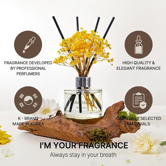 COCODOR Preserved Real Flower Reed Diffuser/Clean Linen / 6.7oz(200ml) / 2 Pack/Reed Diffuser Set, Oil Diffuser & Reed Diffuser Sticks, Home Decor & Office Decor, Fragrance and Gifts