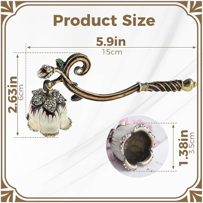 Flower Candle Snuffer, Vintage Design Exquisite Candle Accessory, Candle Extinguisher Flame with Long Handle Putting Out Fire Prevent Smoke from Spreading(White)