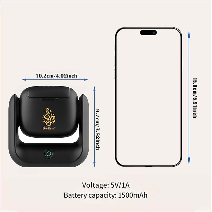 Luxury Electric Bakhoor Burner 2025 Portable USB Type-C Rechargeable Mini Incense Diffuser Arabic bakhoor Muslim Incense Holder for Car and Home,B36 Black