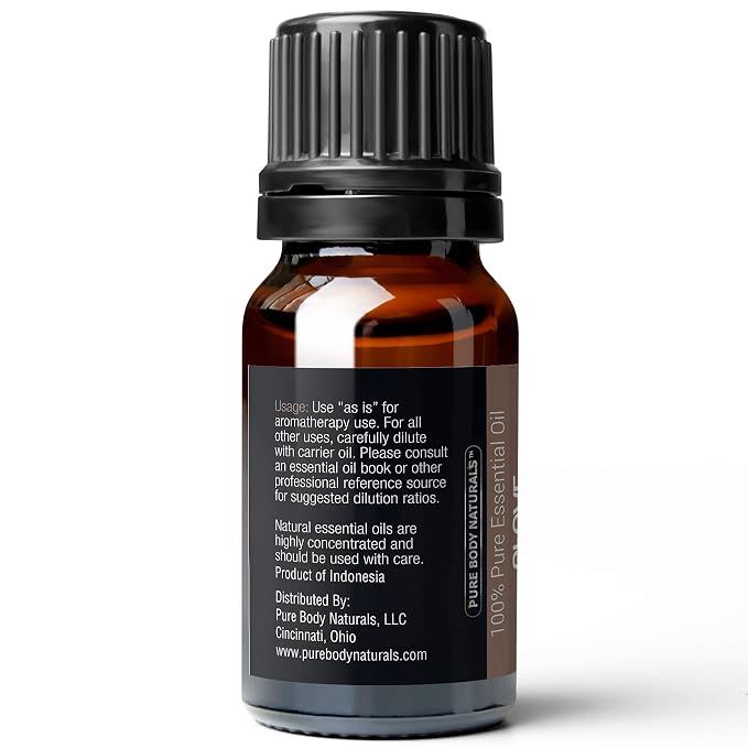 Pure Body Naturals Clove Bud Essential Oil, 10 ml - Pure and Undiluted Therapeutic Grade for Aromatherapy Diffuser and Relief