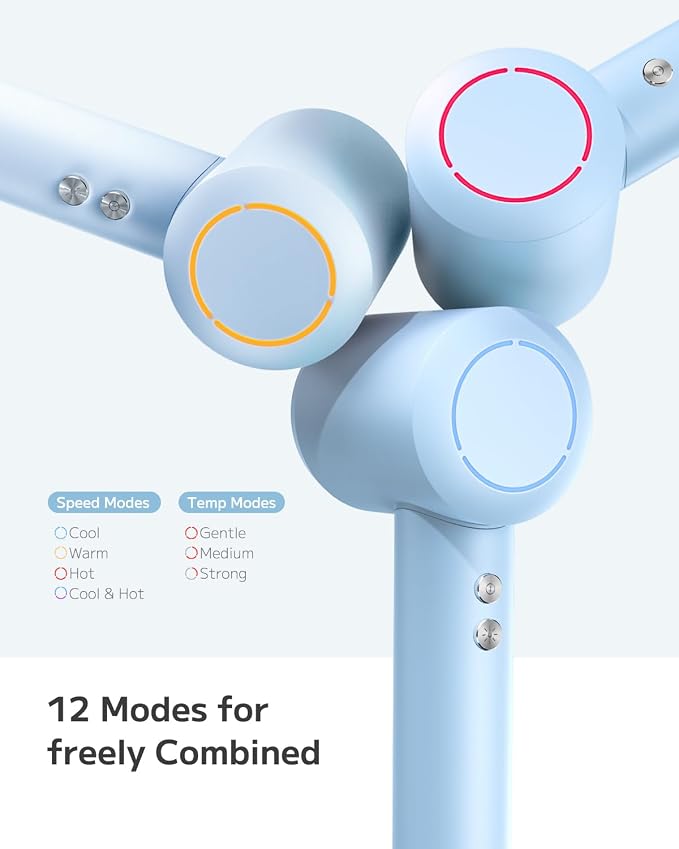 Ionic Hair Dryer with Diffuser, Professional High-Speed Blow Dryer for Women & Men, 110,000 RPM Brushless Motor Fast Drying & Low Noise, Thermo-Control, Lightweight & Compact for Home and Travel