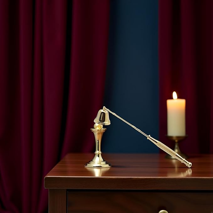 Gold Metal Candle Snuffer Wick Snuffer with Long Handle Candlesnuffers Sleeves Accessories for Putting Out Wick Flame Safely, Accessory