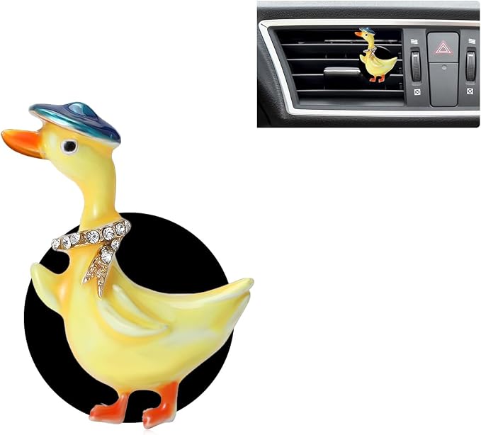 ORIESSE Duck Car Decor,Cute Yellow Duckling Air Vent Clip Car Air Freshener,1pc Kawaii Interior Dashboard Accessories for Women Girl,Refillable Diffuser