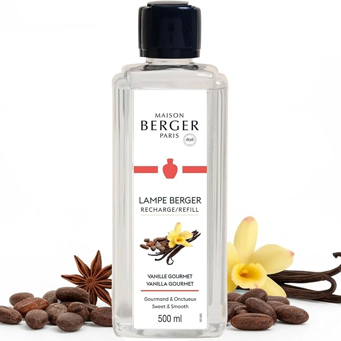 Maison Berger - Vanilla Gourmet - Lampe Berger Fragrance Refill for Home Fragrance Oil Diffuser - 16.9 Fluid Ounces - 500 milliliters | Catalytic Lamp Fragrance Refill, Helps Neutralize Odors, ~80 h Fragrance Diffusion, Made in France