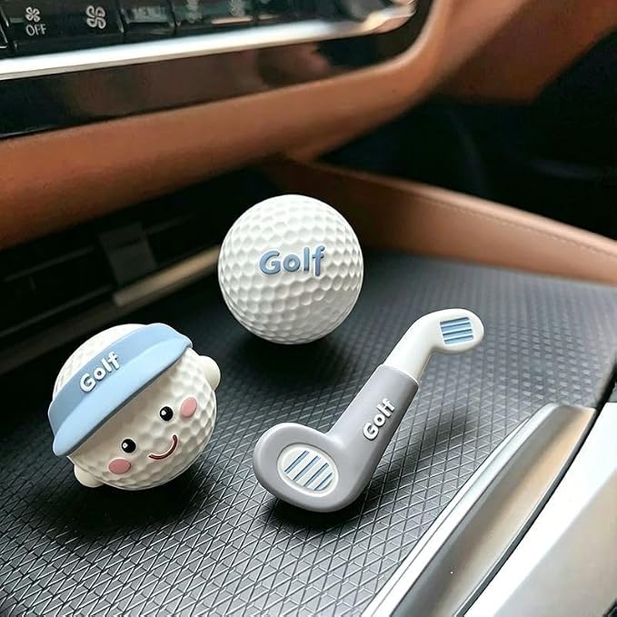 Golf Car Air Freshener Vent Clip Set (3 Pack), Plaster Diffuser, Cute Car Accessories (Essential Oil Not Included)