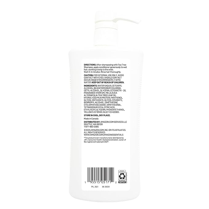 Amazon Essentials Conditioner, Tea Tree Mint, Sulfate-Free Formula, 33.8 Fl Oz, Pack of 1