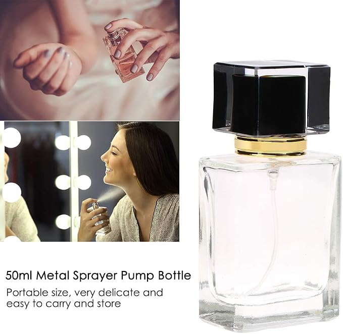 Refillable Perfume Bottle, 50ml/1.75fl oz Portable Glass Empty Perfume Refillable Containers Bags-Cases Replacement, Transparent Dropper Cologne Atomizer